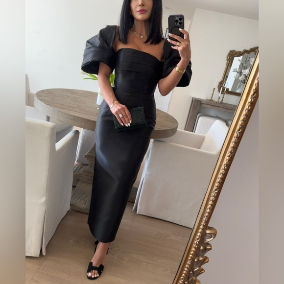 Gorgeous formal Black Tafetta midi dress - Picture 1 of 3